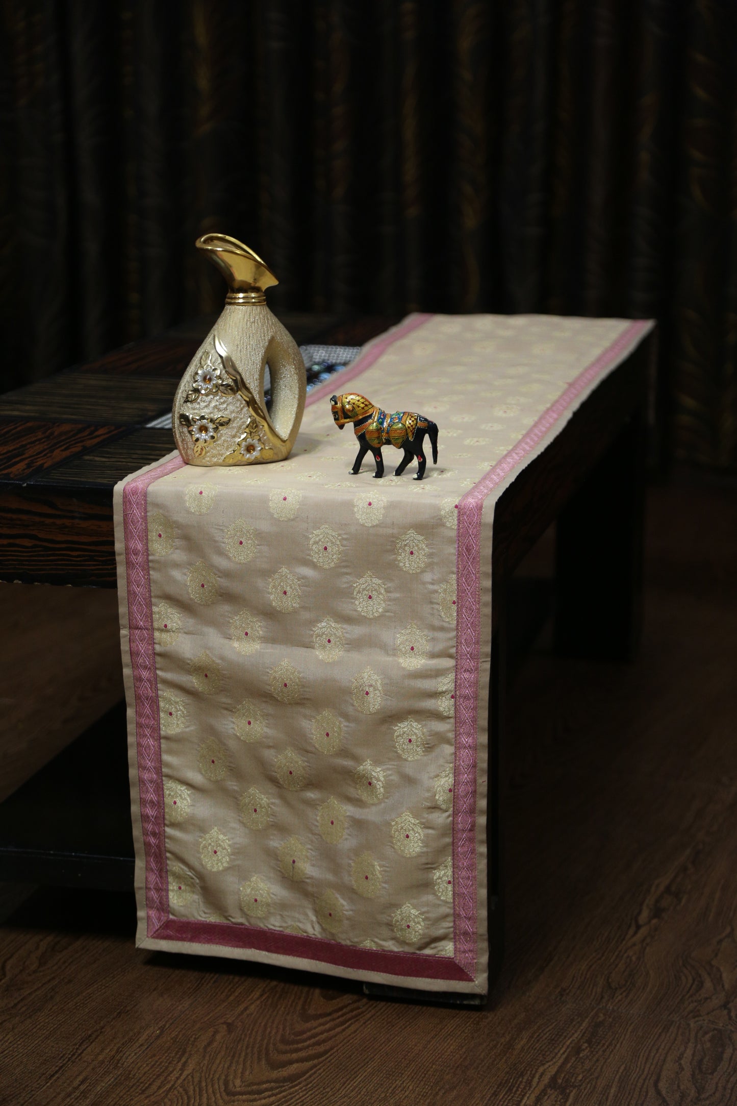 Esra's Banarasi Handcrafted Brocade Silk Table Runner