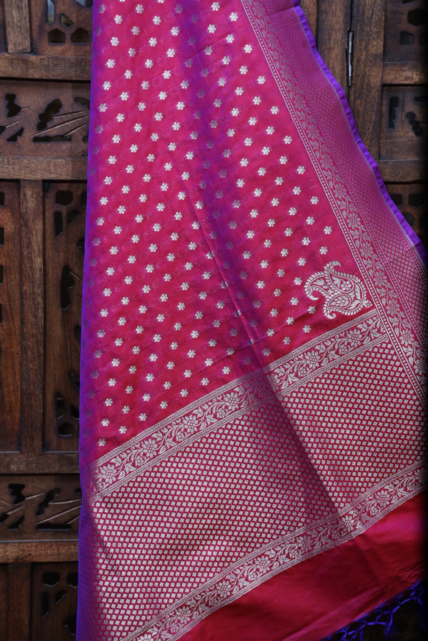 Esra's Handloom Banarasi Semi- Silk Zari Booti Jamuni Ombre Colored Dupatta