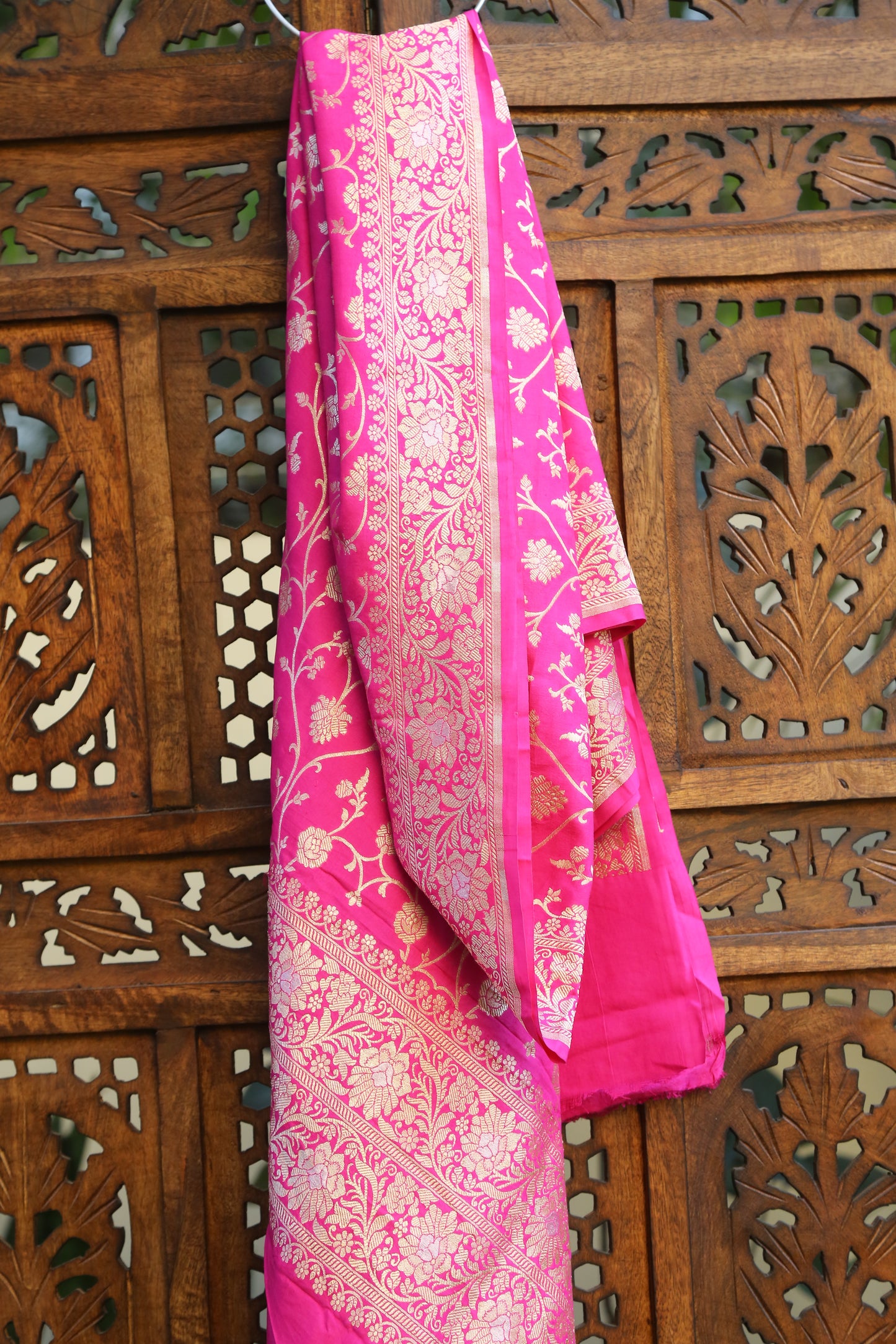 Esra's Handloom/Hand Woven Banarasi 2 Pc Masraic Silk Fabric.