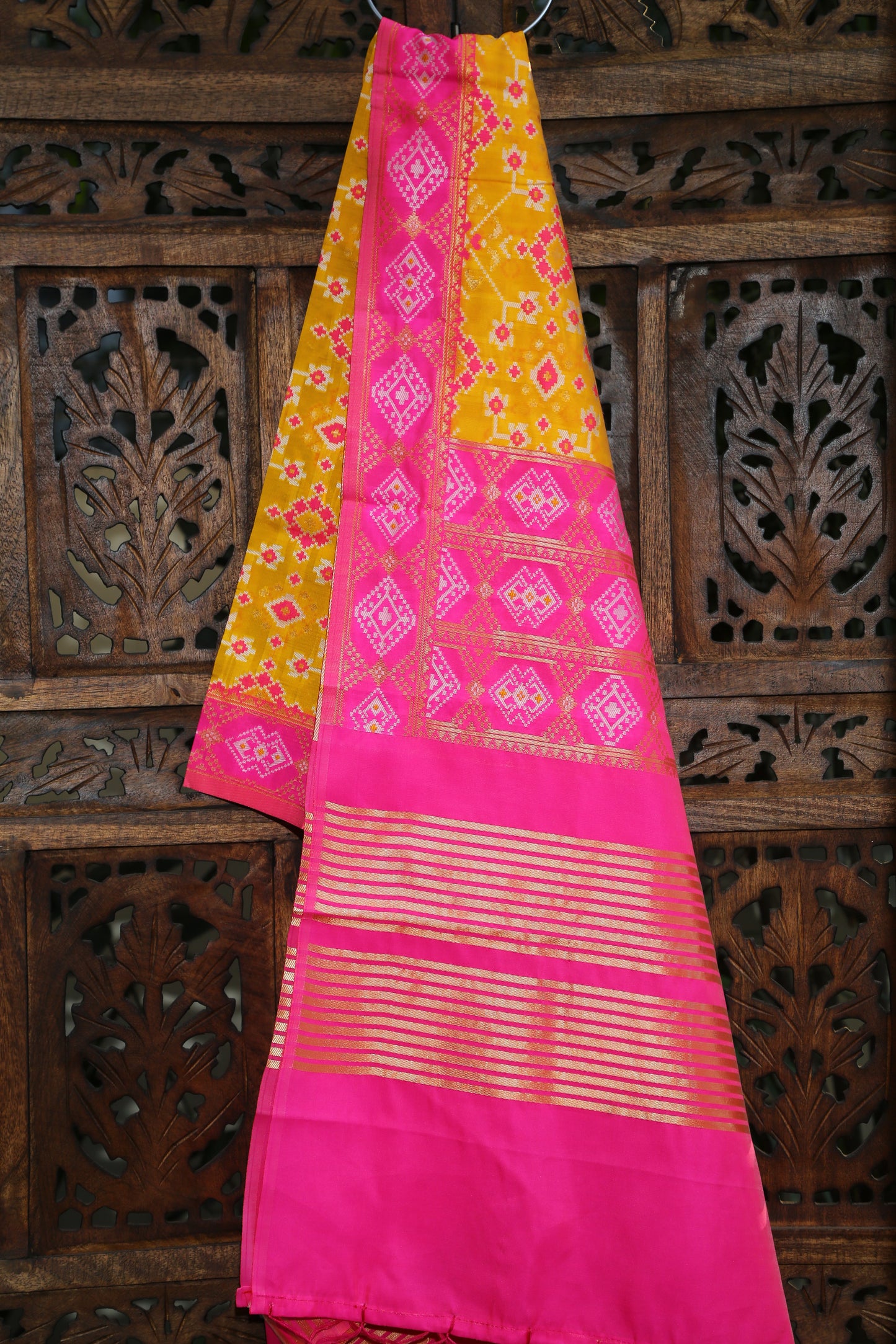 Esra's Handloom/Hand Woven Banarasi 3 Pc Semi Katan Silk Fabric.