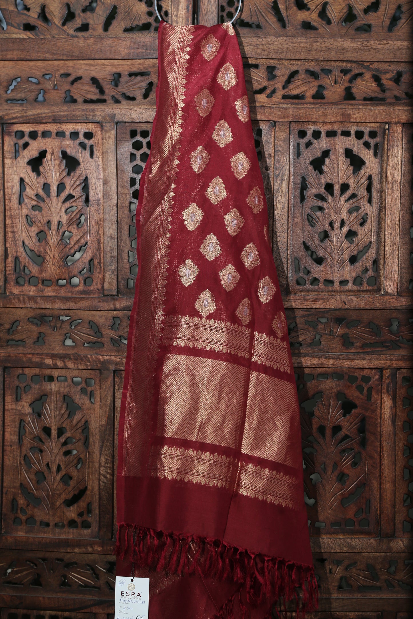 Esra's Handloom Banarasi Katan Silk Georgette with Zari Booti & Rupa Mina Work Dupatta