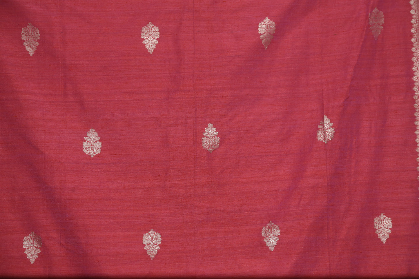 Esra's Handloom Dupion Silk Zari Booti Bright Pink Colored Dupatta