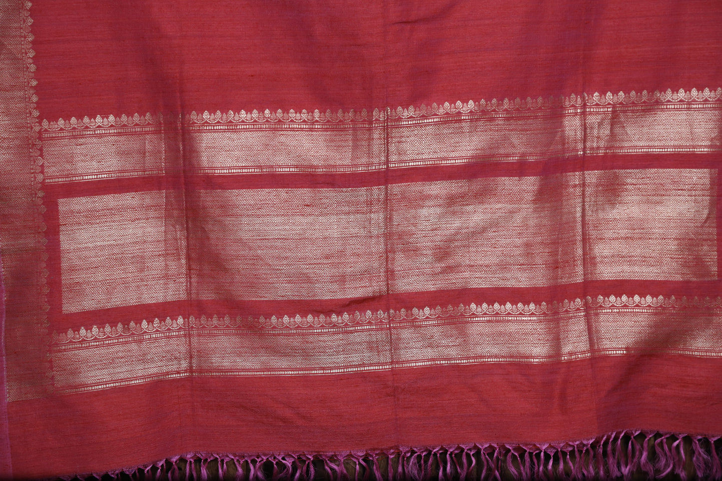 Esra's Handloom Dupion Silk Zari Booti Bright Pink Colored Dupatta
