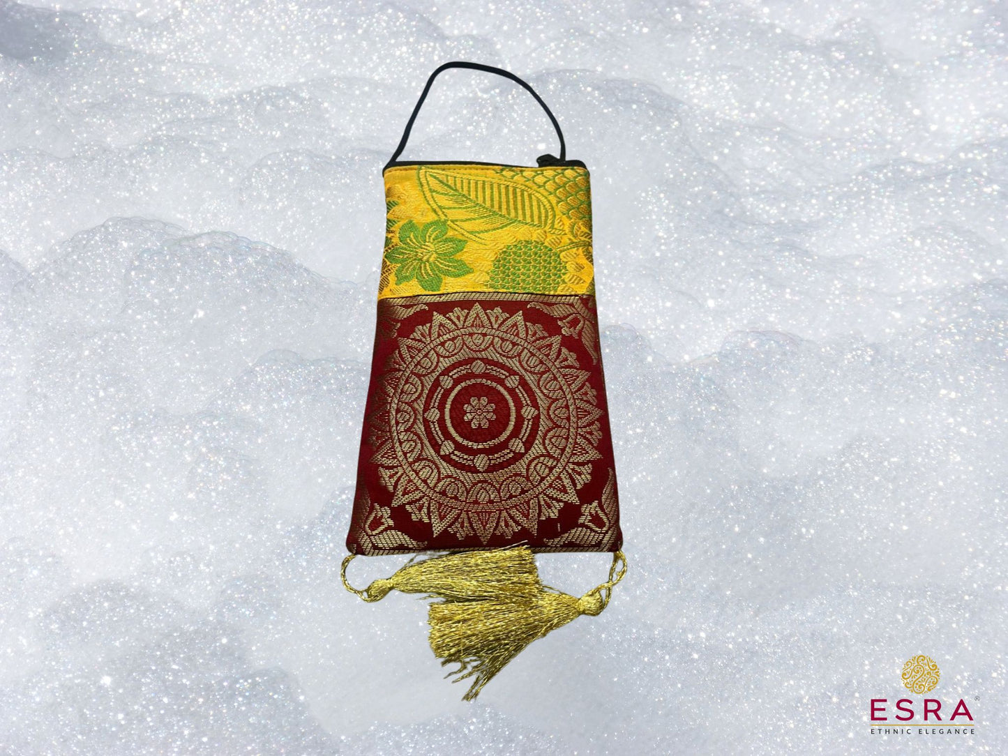 Esra's Banarasi Brocade Silk Mobile Pouch Sling