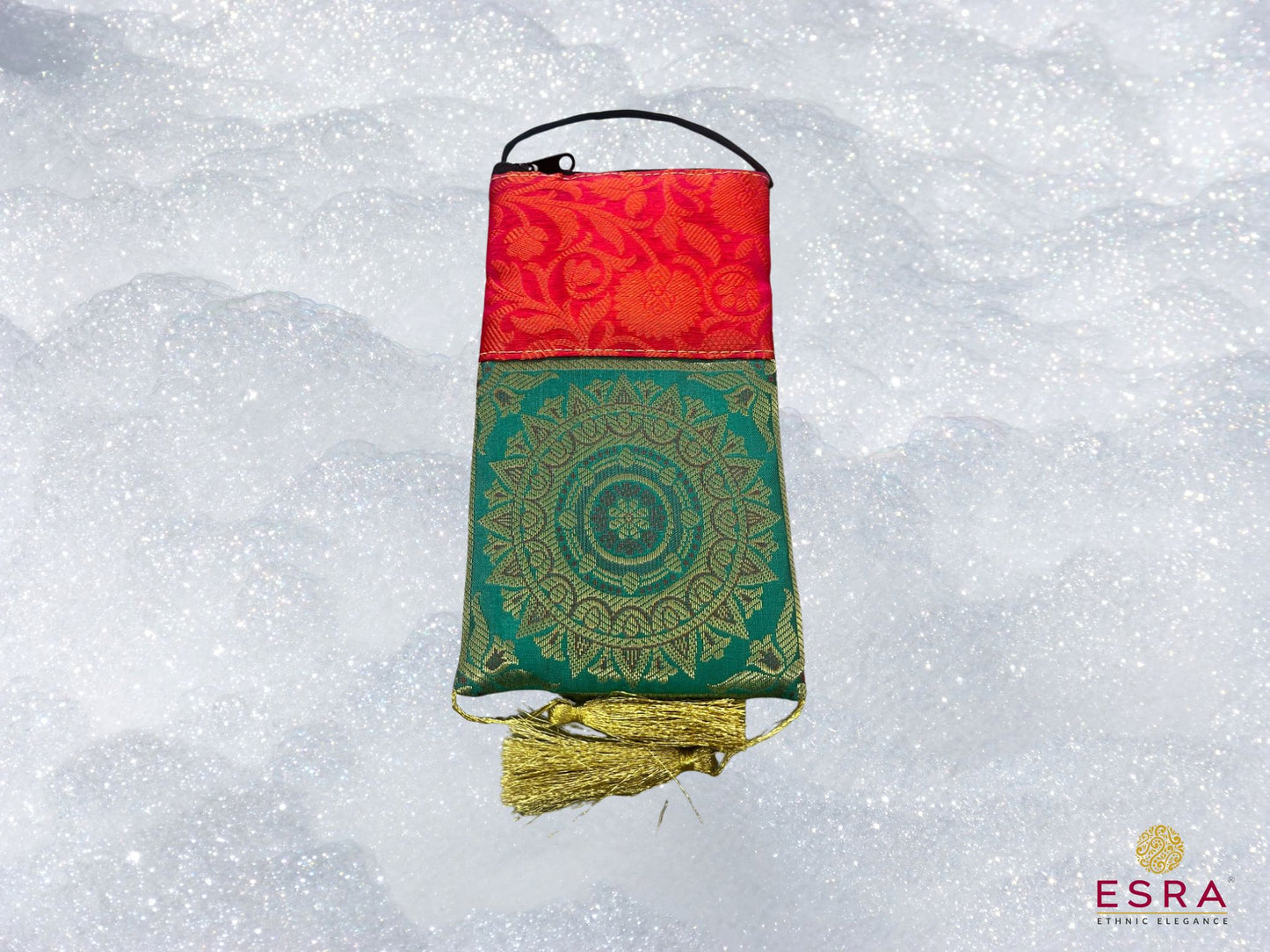 Esra's Banarasi Brocade Silk Mobile Pouch Sling