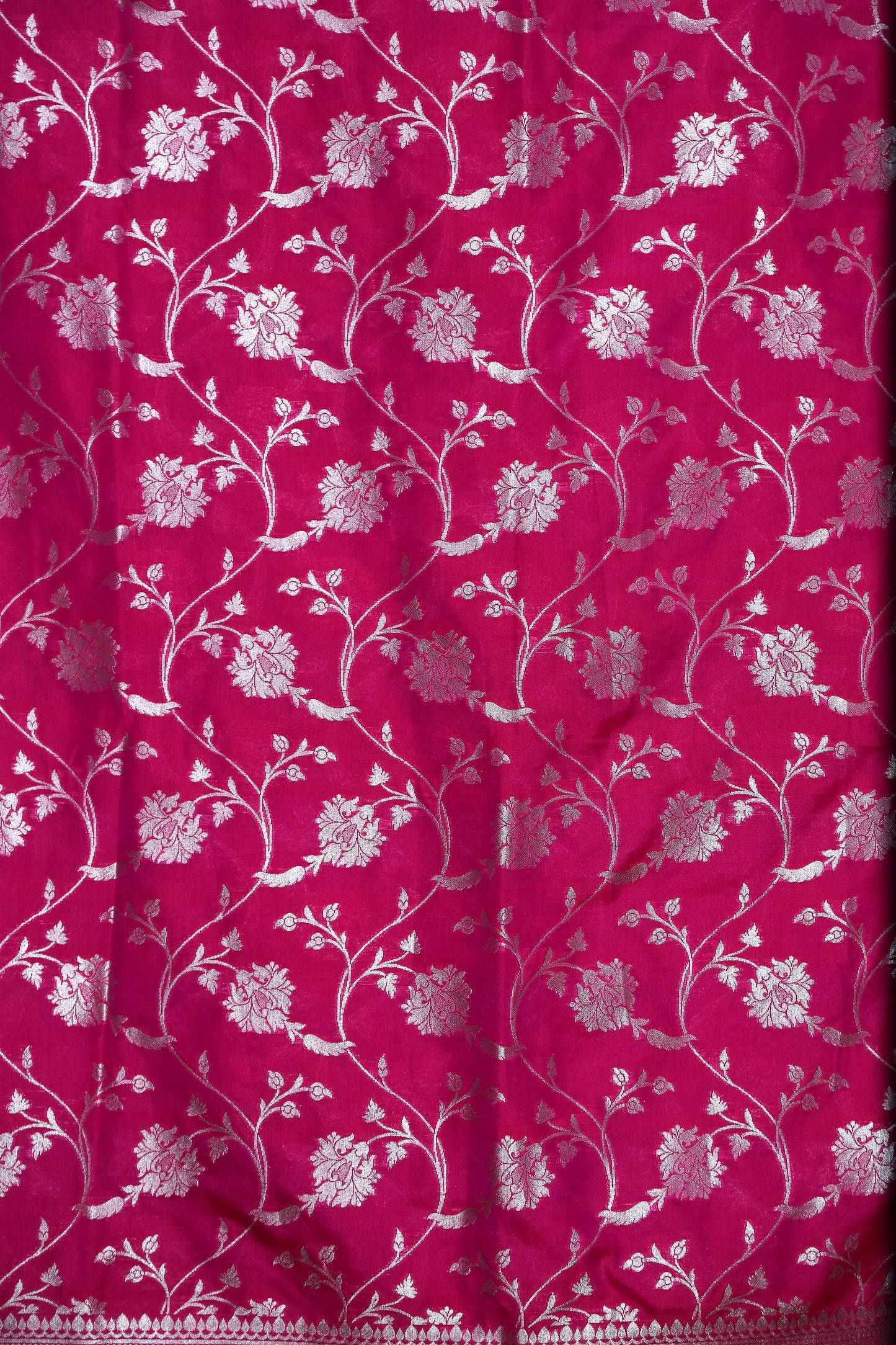 Esra's Handloom Banarasi Semi-Silk Pink Colored Zari Floral Jaal Dupatta