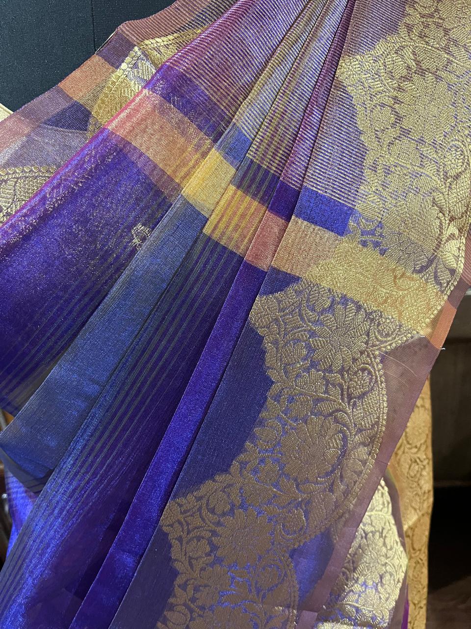 Esra's Handloom/Handwoven Banarasi Semi-Tissue Saree.