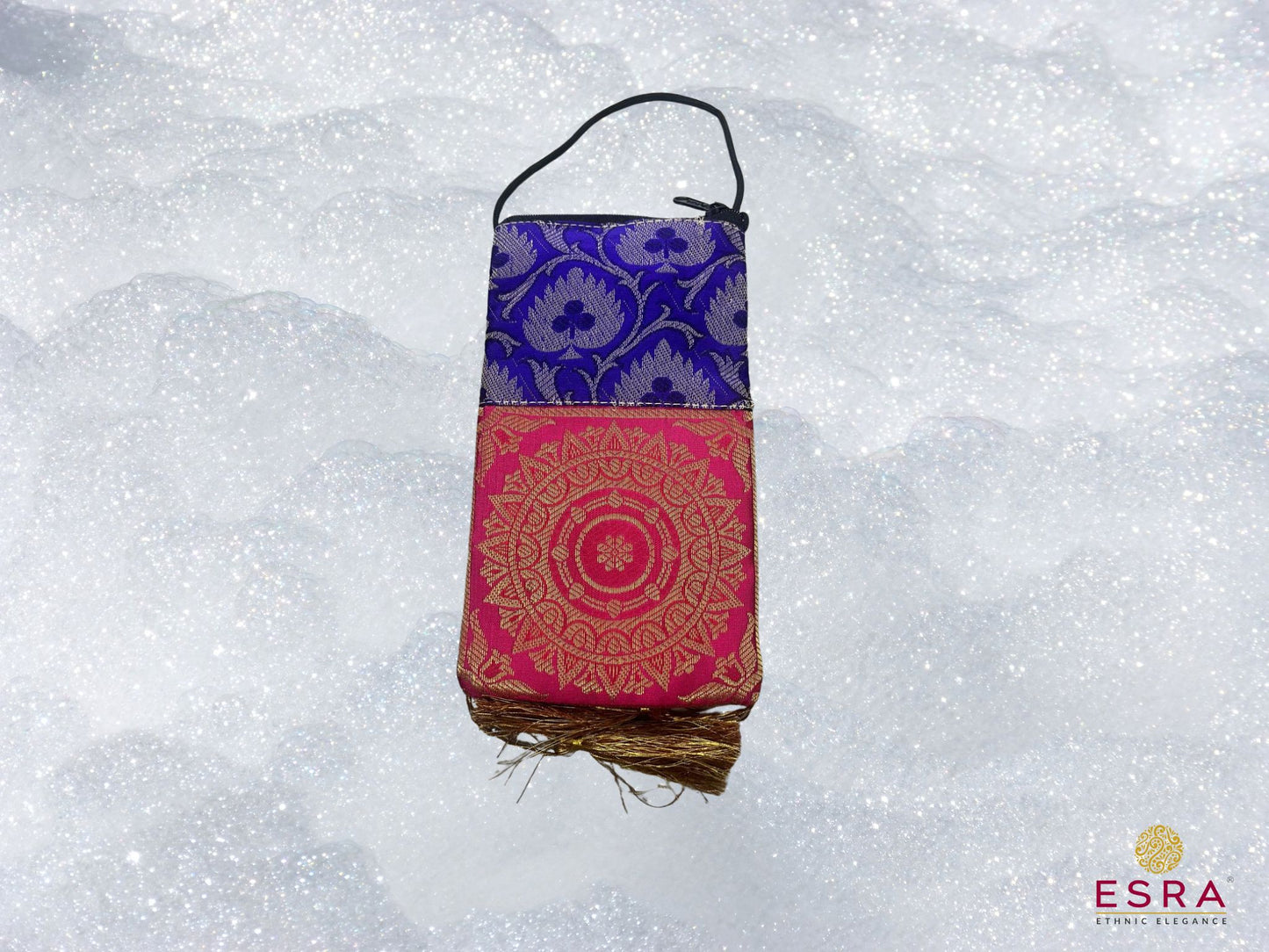 Esra's Banarasi Brocade Silk Mobile Pouch Sling