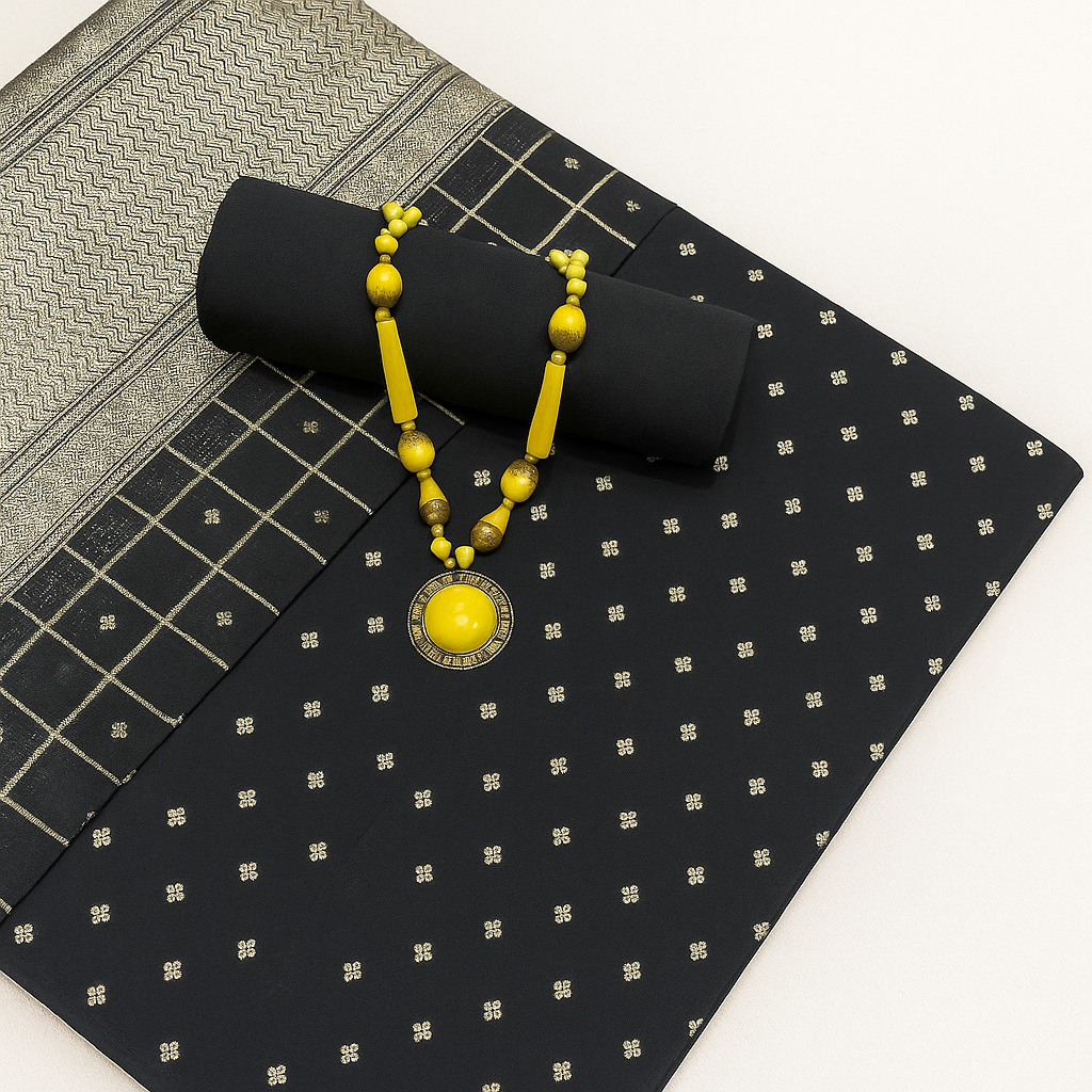 Esra's Handloom/Hand Woven Banarasi 3 Pc Cotton Silk Fabric.