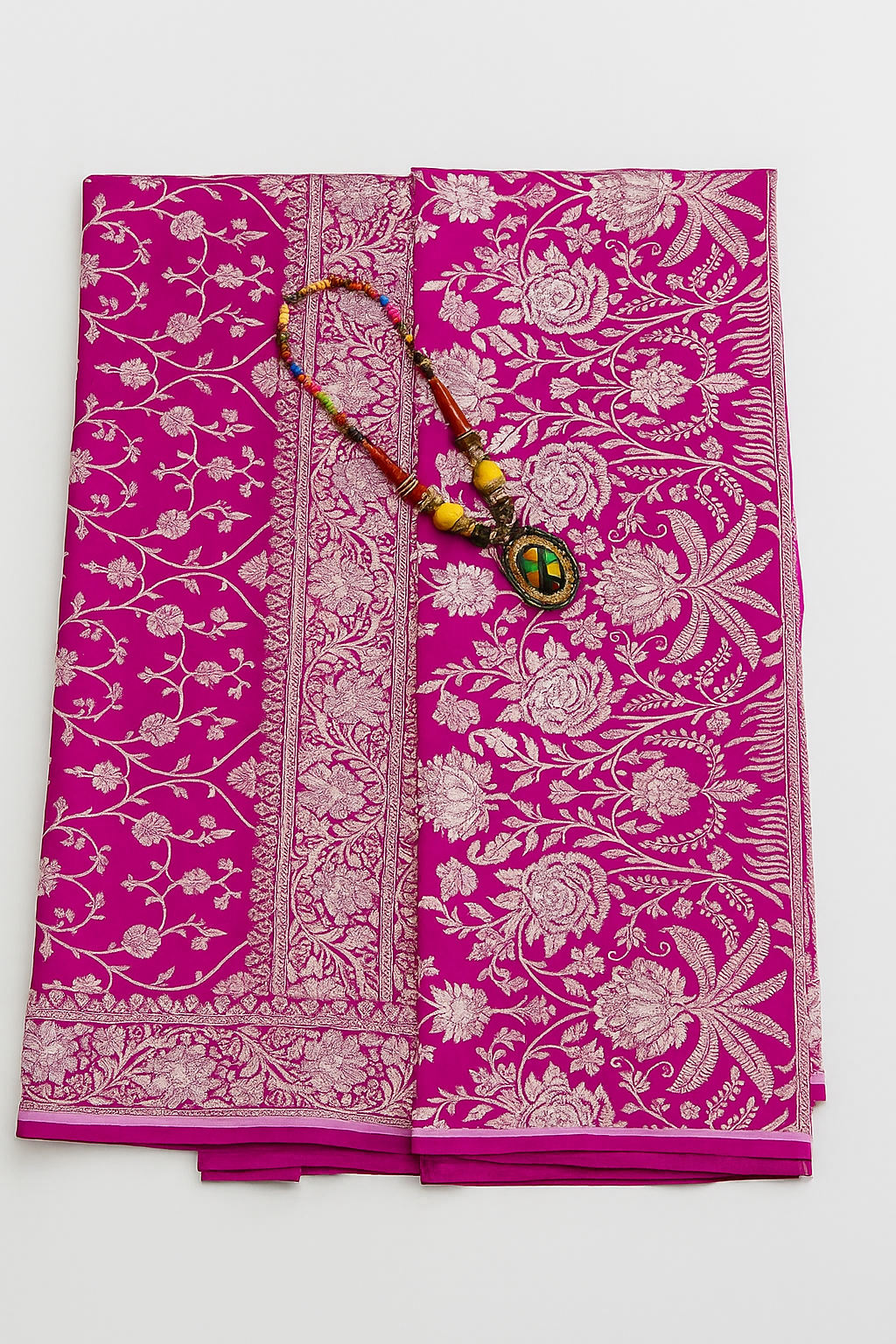 Esra's Handloom/Hand Woven Banarasi 2 Pc Masraic Silk Fabric.