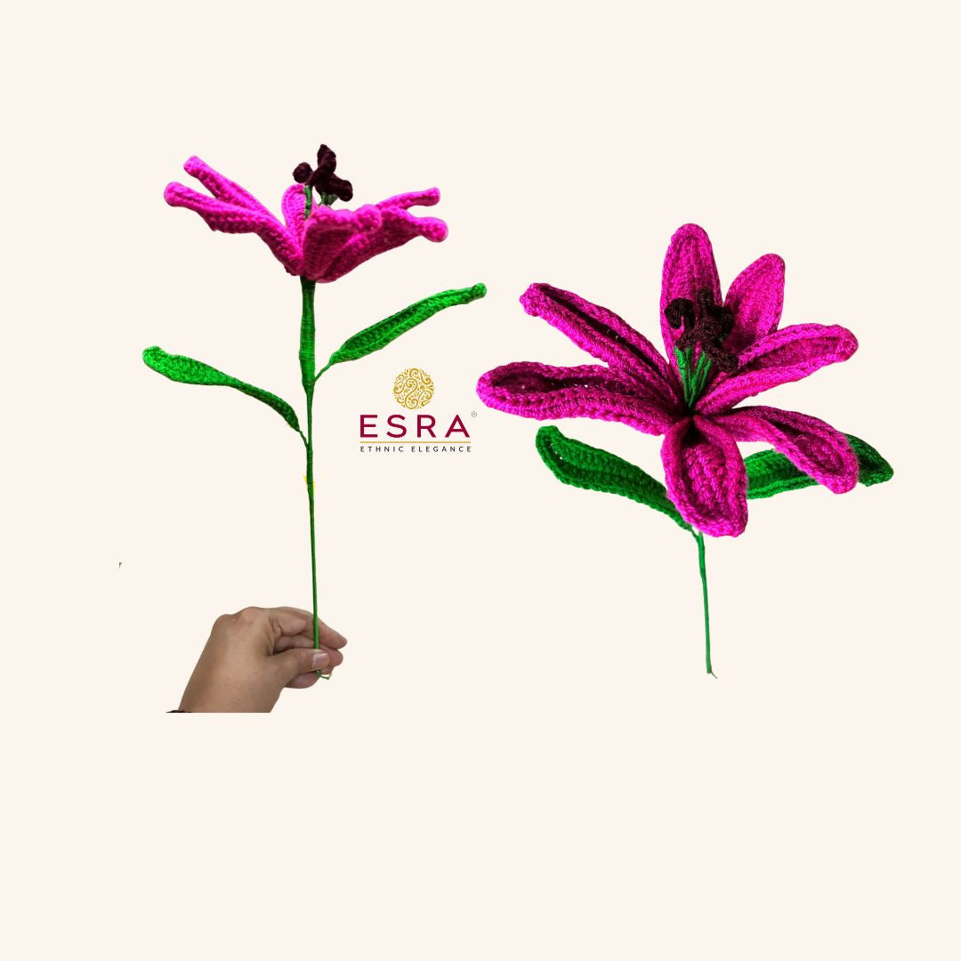 Esra's Handmade Crochet Dark Fuchsia Lily Flower