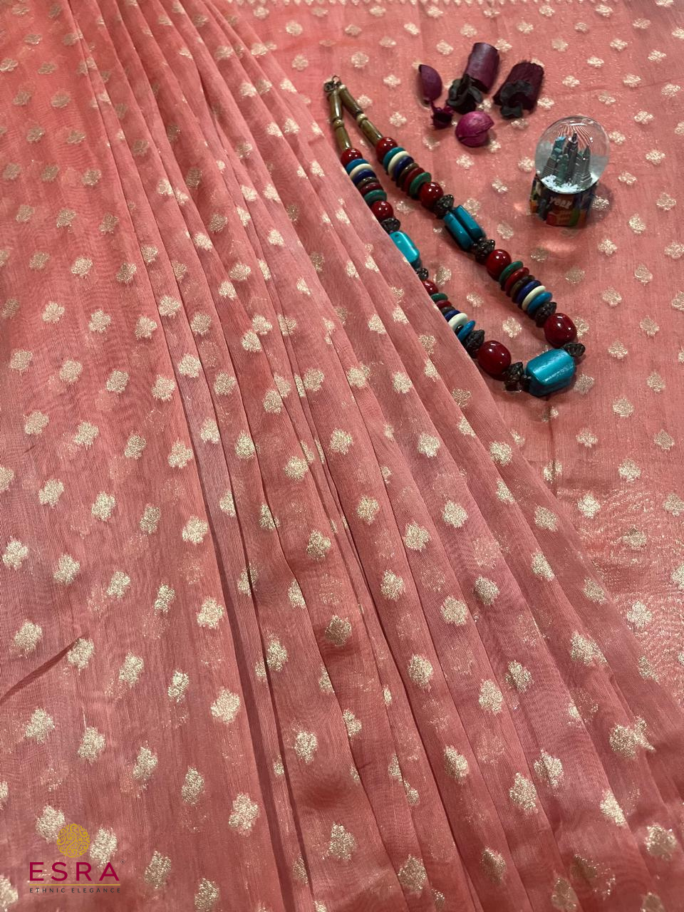 Esra's Handloom/Handwoven Banarasi Kora Cotton Silk Saree