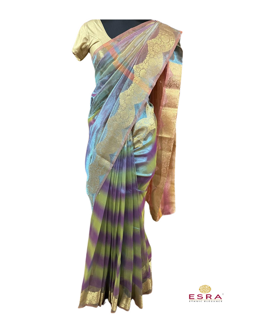 Esra's Handloom/Handwoven Banarasi Semi-Tissue Saree