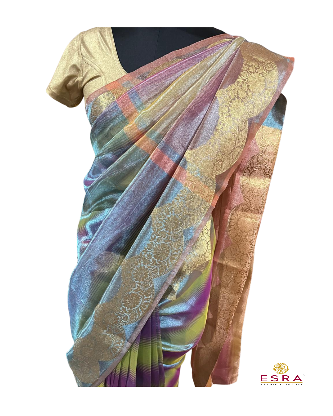 Esra's Handloom/Handwoven Banarasi Semi-Tissue Saree