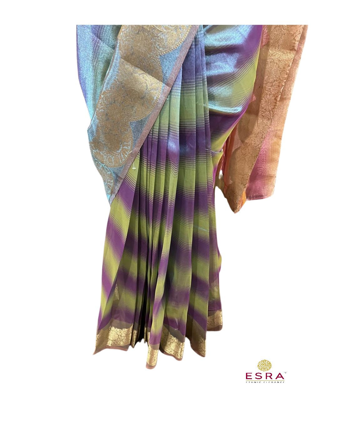 Esra's Handloom/Handwoven Banarasi Semi-Tissue Saree