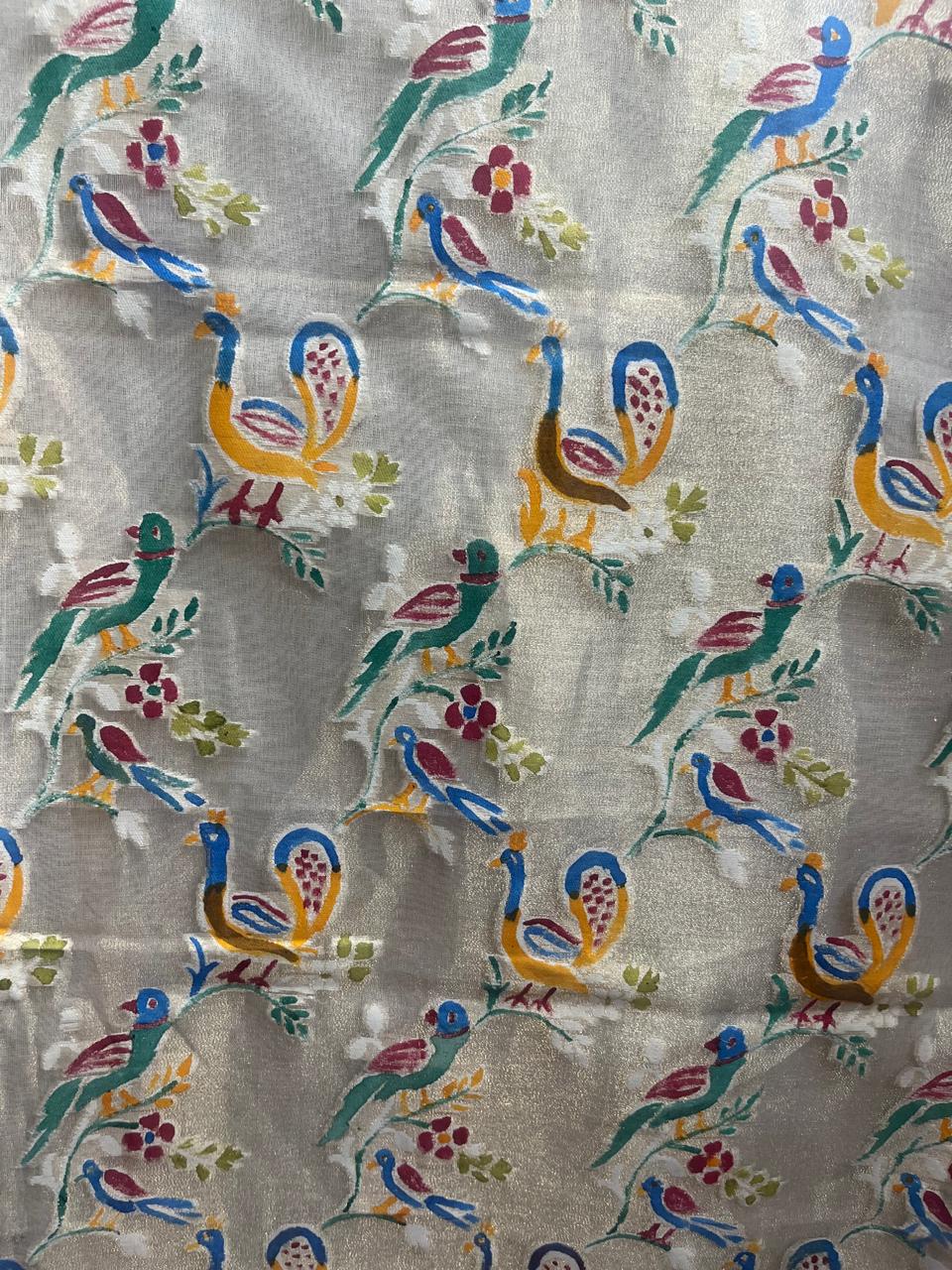 Esra's Handloom/Handwoven Banarasi 3Pc Moonga Silk Suit With Reshmi Dupatta