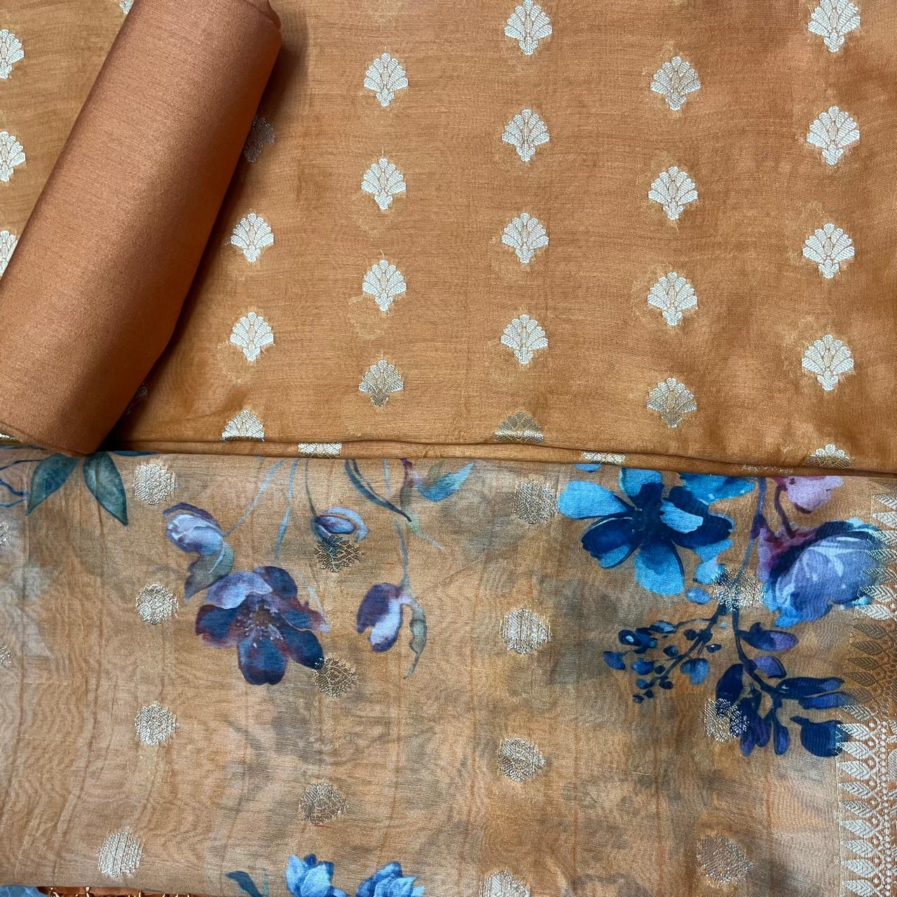 Esra's Handloom / HandWoven Banarasi 3 pc Cotton Silk Suit