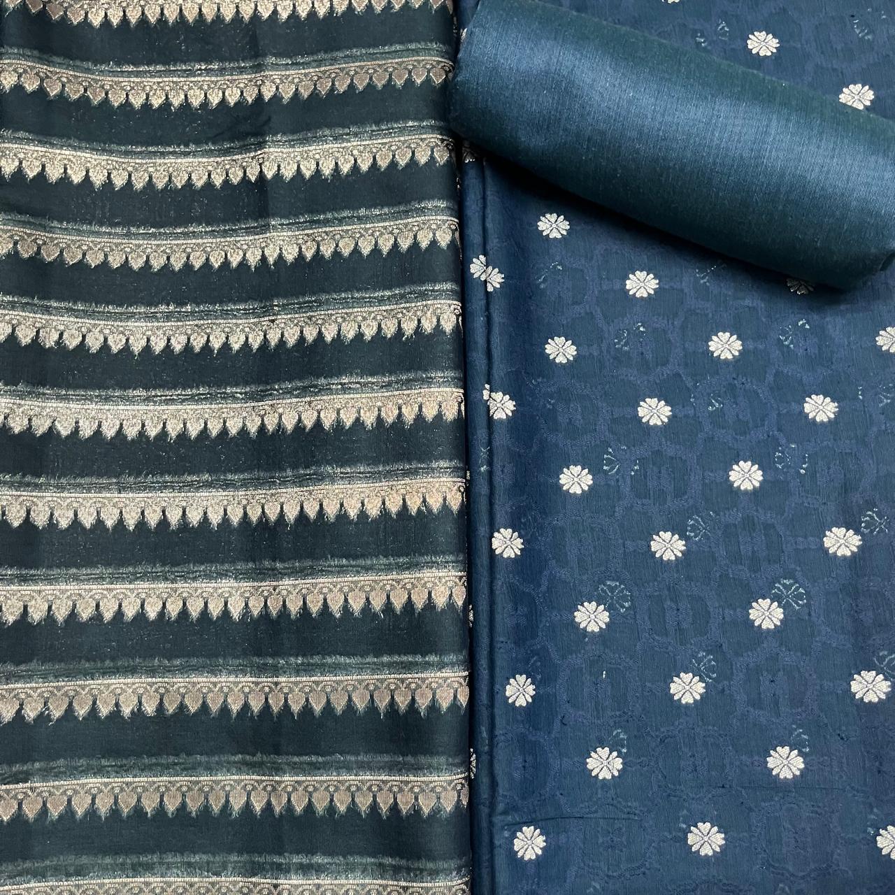 Esra's Handloom / Handwoven Banarasi 3 pc Masraic Cotton Silk Suit