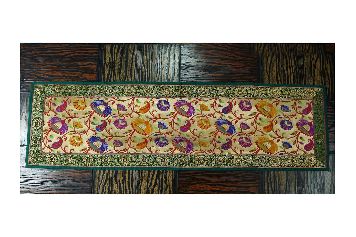 Esra's Banarasi Handcrafted Brocade Silk Table Runner