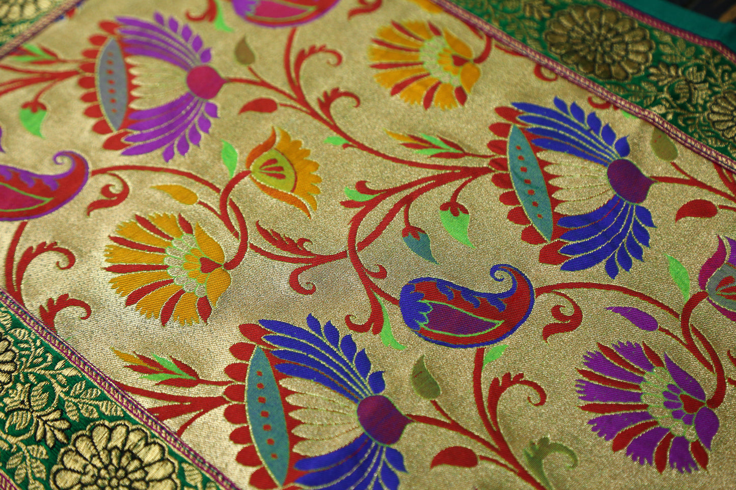Esra's Banarasi Handcrafted Brocade Silk Table Runner
