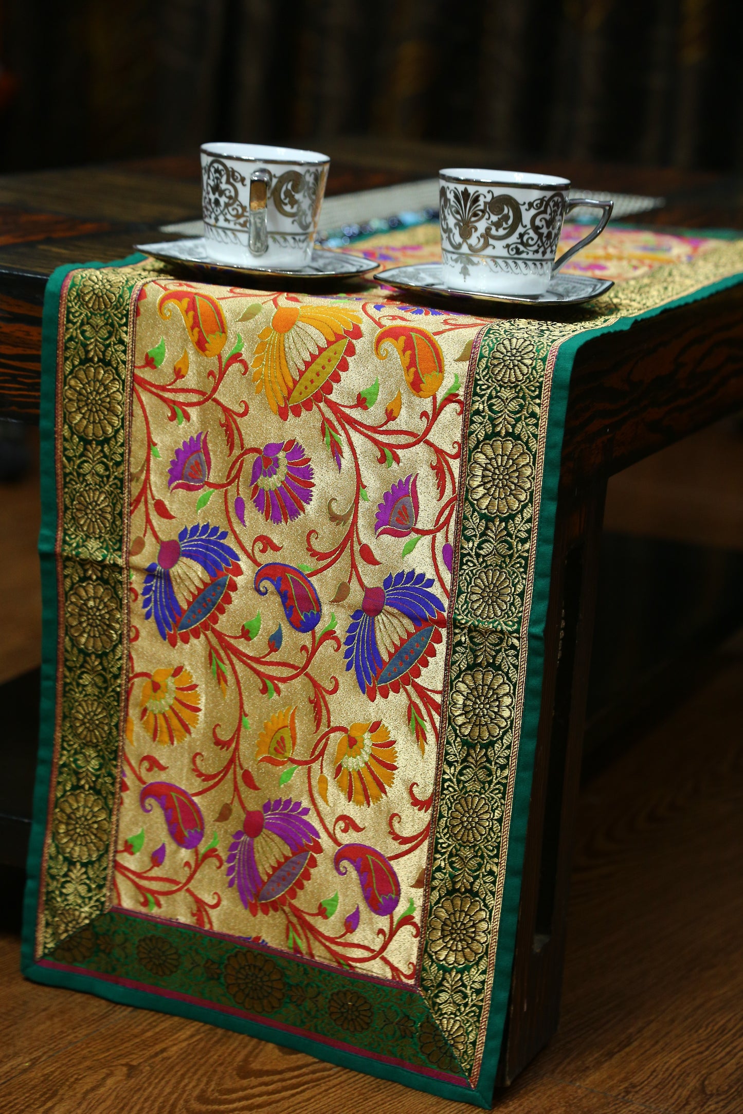 Esra's Banarasi Handcrafted Brocade Silk Table Runner
