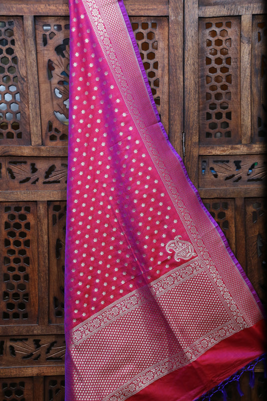 Esra's Handloom Banarasi Semi- Silk Zari Booti Jamuni Ombre Colored Dupatta
