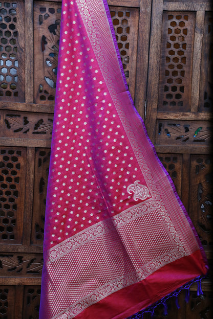 Esra's Handloom Banarasi Semi- Silk Zari Booti Jamuni Ombre Colored Dupatta