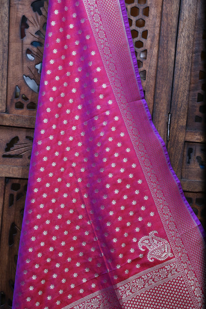 Esra's Handloom Banarasi Semi- Silk Zari Booti Jamuni Ombre Colored Dupatta