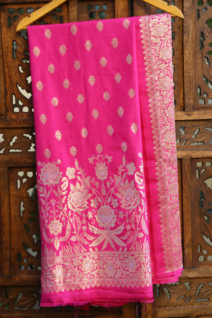 Esra's Handloom/Hand Woven Banarasi 2 Pc Masraic Silk Fabric.