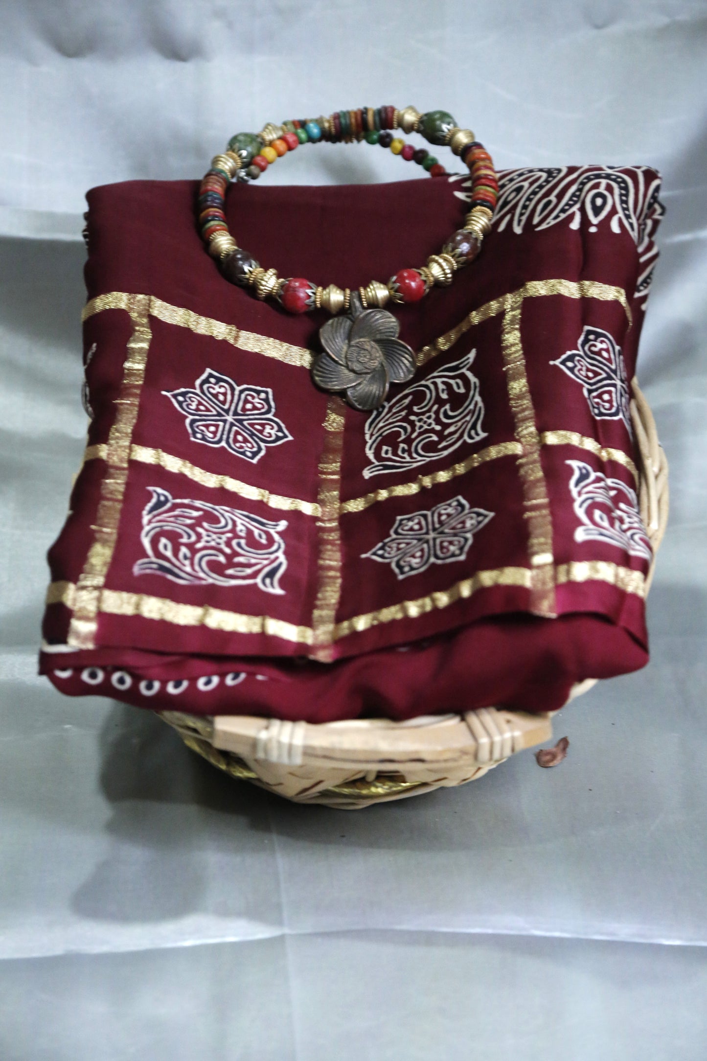 Esra's Handloom Banarasi Ajrakh Print Saree
