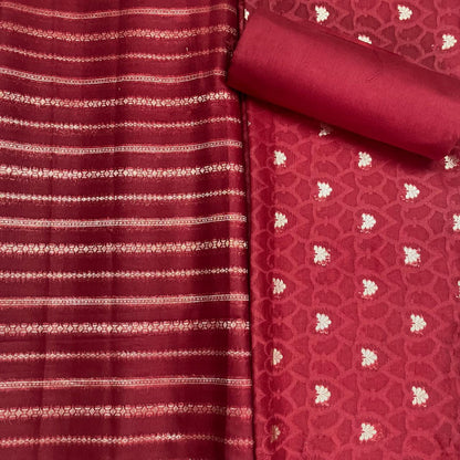 Esra's Handloom / HandWoven Banarasi 3 pc Masraic Cotton Silk Suit