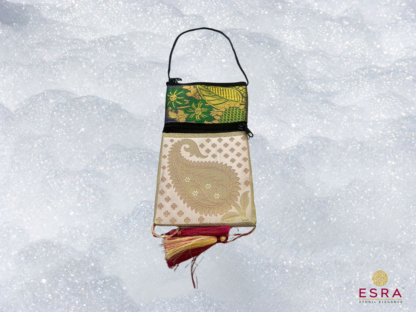 Esra's Banarasi Brocade Silk Mobile Pouch Sling