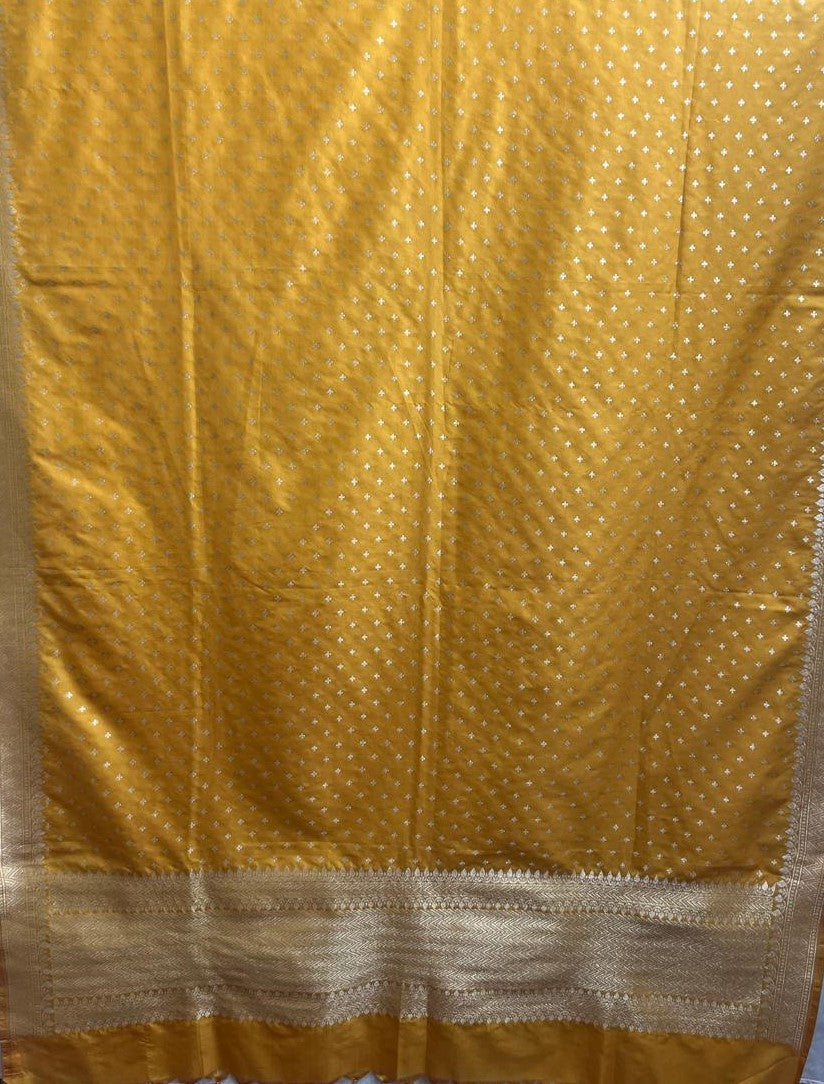 Esra's Handloom Banarasi Semi-Silk Yellow Colored Zari Zari Booti Dupatta