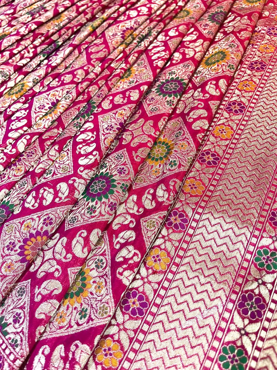 Esra's Handloom/handwoven Gharchola Pattern with Jamdani Work Katan Silk Saree