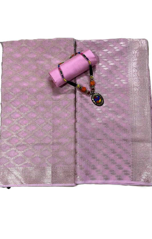 Esra's Handloom/Handwoven Banarasi 3 Pc Semi Cotton Fabric.