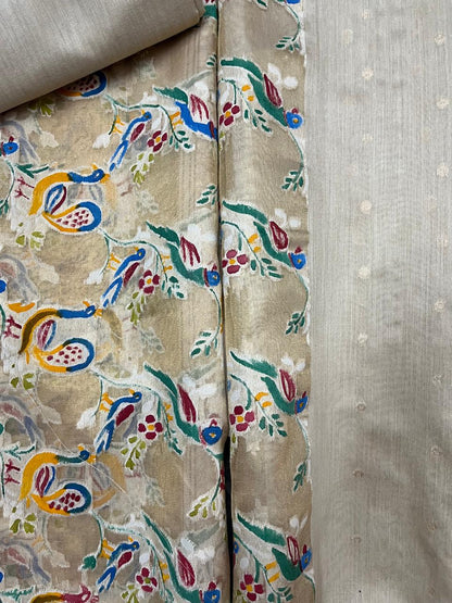 Esra's Handloom/Handwoven Banarasi 3Pc Moonga Silk Suit With Reshmi Dupatta