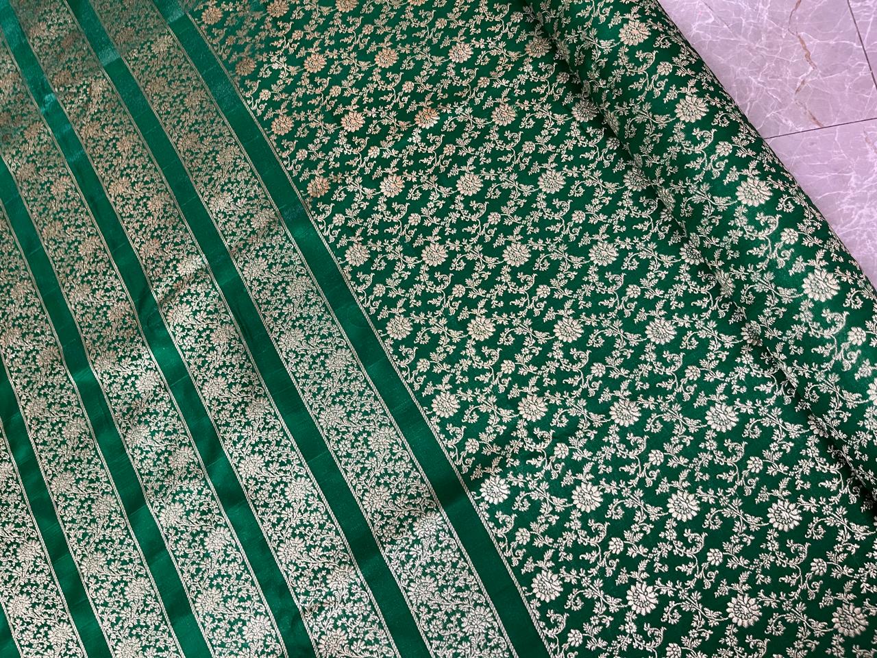 Esra's Handloom/Handwoven Banarasi Satin Silk Fabric.(Price Per Meter)