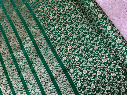 Esra's Handloom/Handwoven Banarasi Satin Silk Fabric.(Price Per Meter)