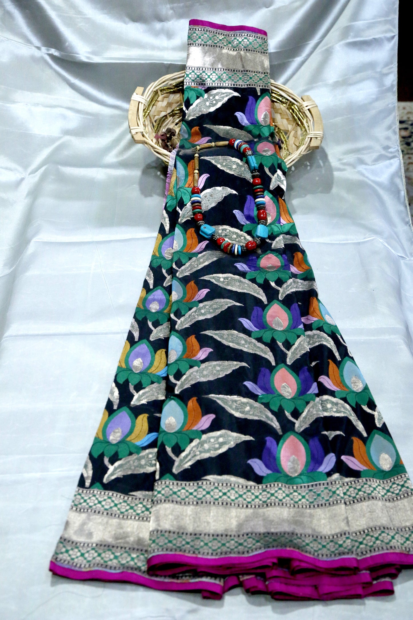 Esra's Handloom/Handwoven Banarasi Kadwa Weave Cut Work Katan Silk Saree
