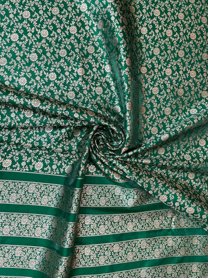 Esra's Handloom/Handwoven Banarasi Satin Silk Fabric.(Price Per Meter)