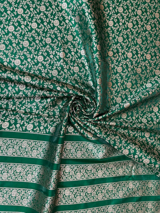 Esra's Handloom/Handwoven Banarasi Satin Silk Fabric.(Price Per Meter)
