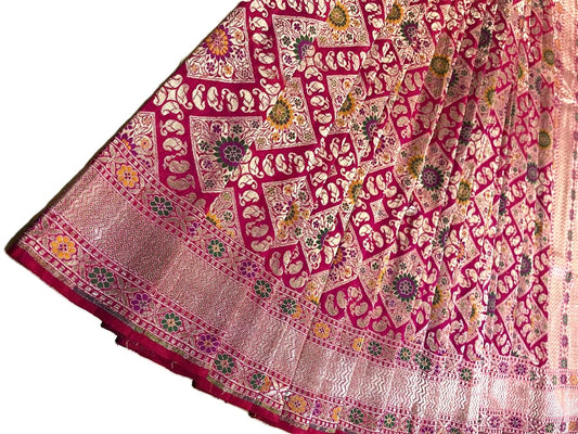 Esra's Handloom/handwoven Gharchola Pattern with Jamdani Work Katan Silk Saree