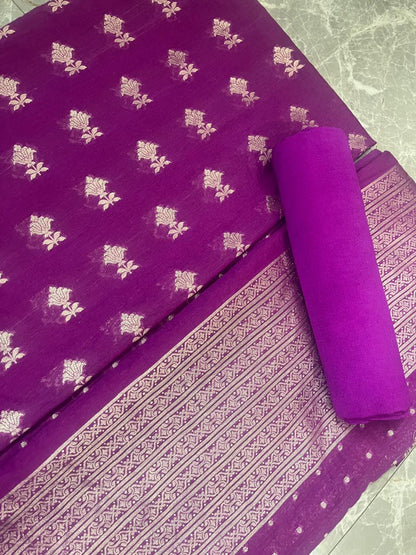 Esra's Handloom Banarasi 3 pc Semi-Cotton Suit