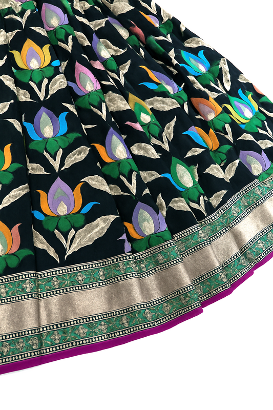 Esra's Handloom/Handwoven Banarasi Kadwa Weave Cut Work Katan Silk Saree