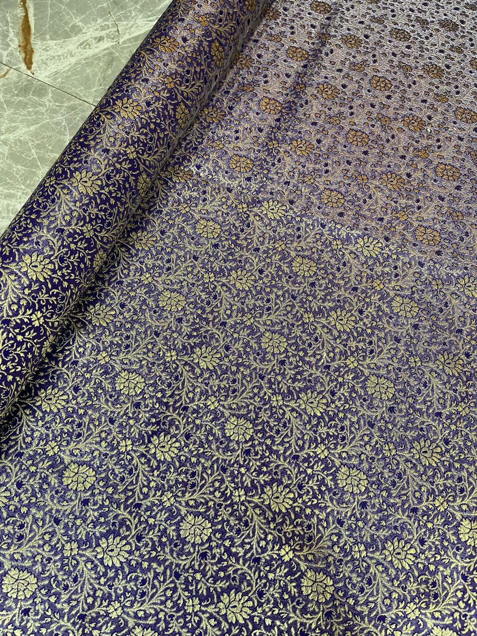 Esra's Handloom/Handwoven Banarasi Satin Silk Fabric.(Price Per Meter)