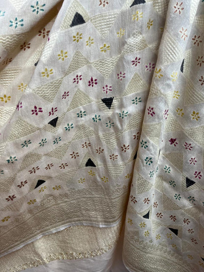 Esra's Handloom/Handwoven Banarasi Semi-Moonga Silk Dupatta