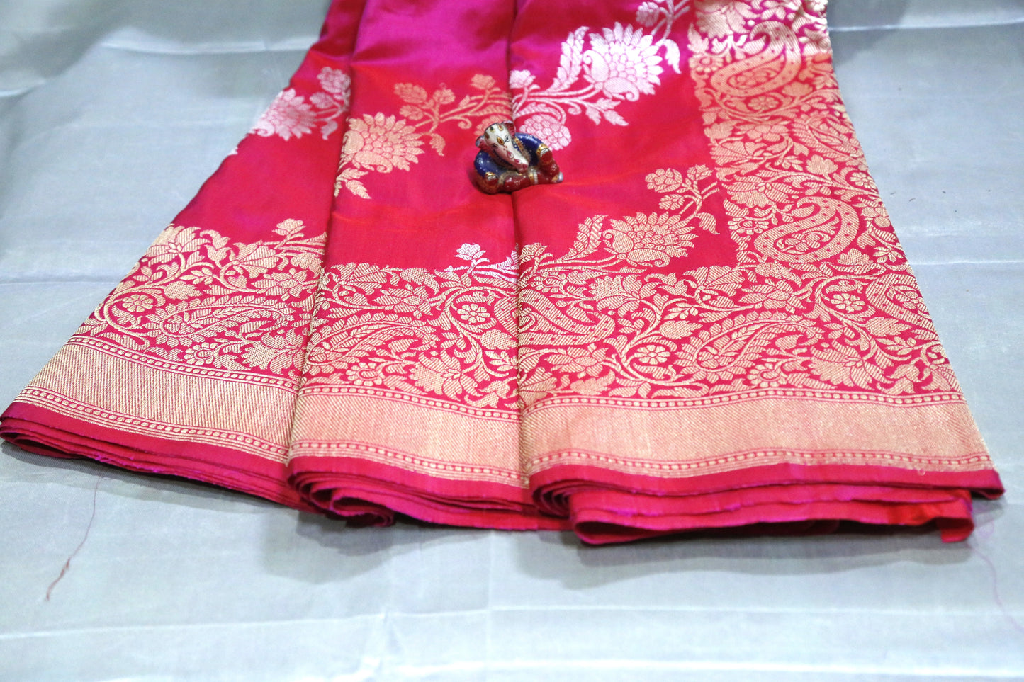 Esra's Handloom/Handwoven Banarasi Gold & Silver Kadwa Weave Katan Silk Saree