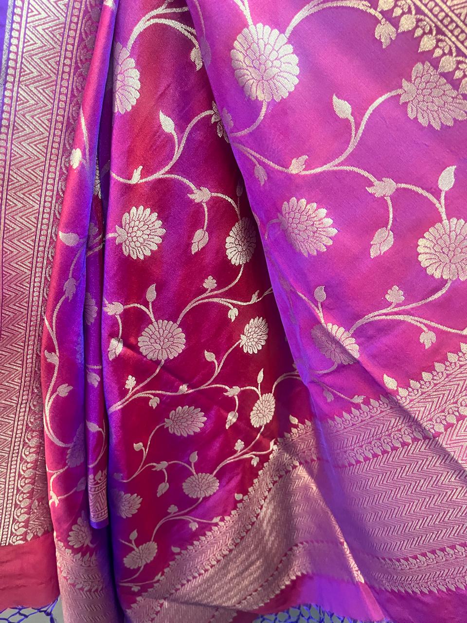 Esra's Handloom Banarasi Semi Silk Zari Floral Jaal Dupatta