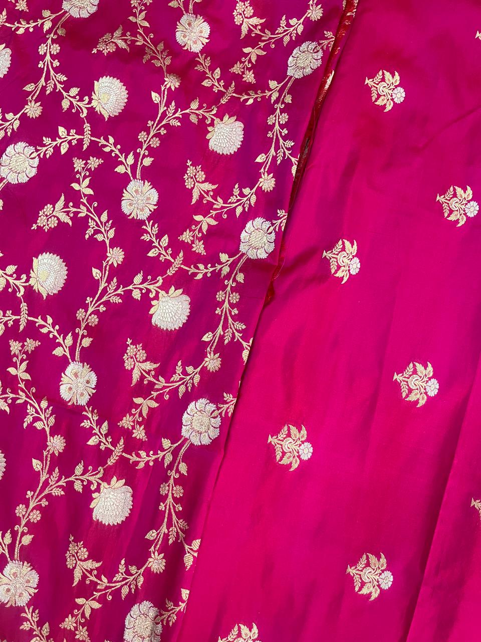 Esra's Handloom/Handwoven Banarasi 3pc Katan Silk Suit With Rupa Sona Work