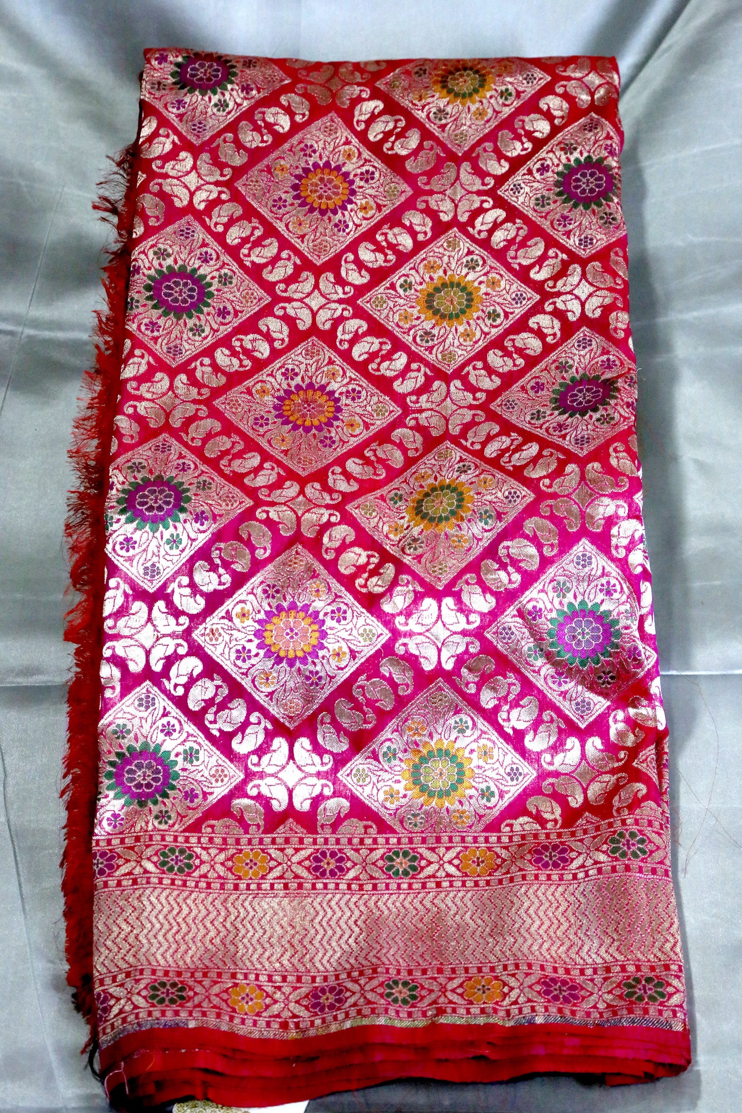 Esra's Handloom/handwoven Gharchola Pattern with Jamdani Work Katan Silk Saree